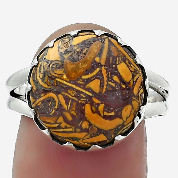 Natural Coquina Fossil Jasper - India Ring size-9 SDR156045 R-1210, 14x14 mm