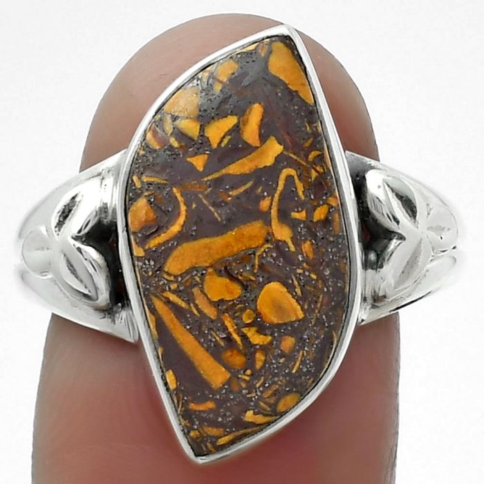 Coquina Fossil Jasper - India Ring size-9.5 SDR156096 R-1261, 10x19 mm