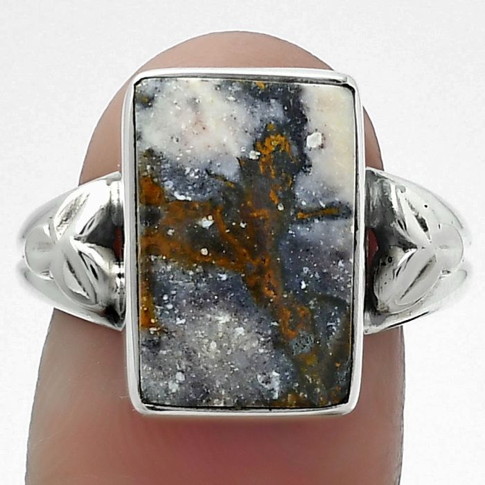 Natural Indian Blanket Jasper Ring size-8.5 SDR156109 R-1261, 10x15 mm