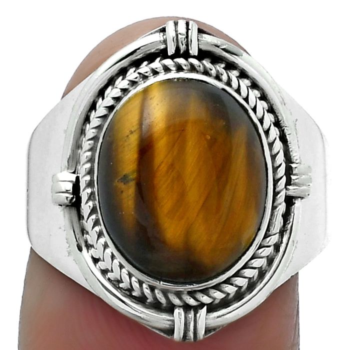 Natural Tiger Eye - Africa Ring size-7.5 SDR156242 R-1539, 10x12 mm