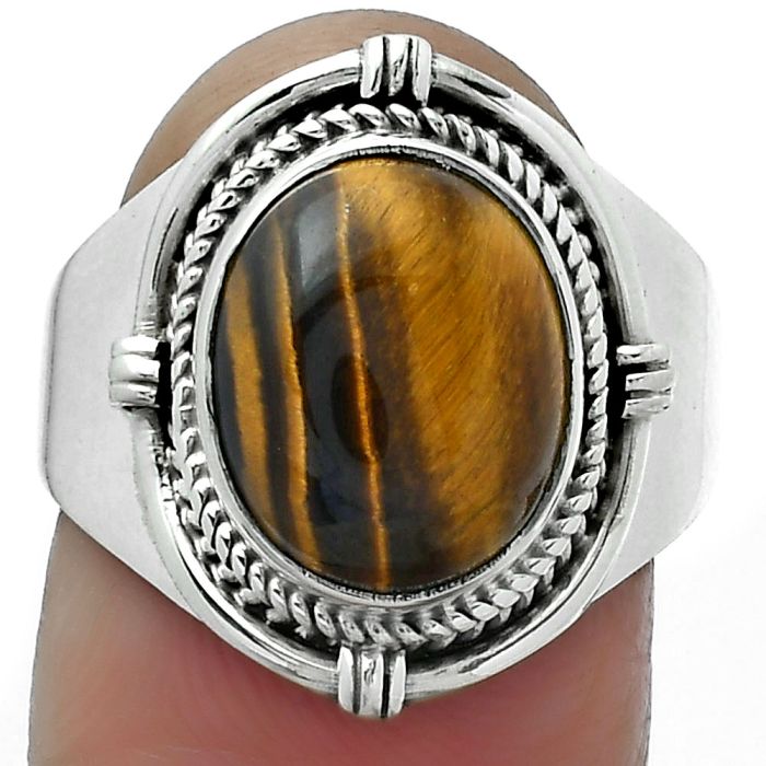 Natural Tiger Eye - Africa Ring size-8 SDR156251 R-1539, 10x12 mm