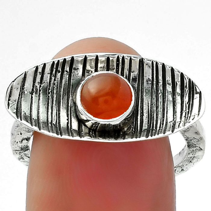 Natural Carnelian Ring size-8.5 SDR156669 R-1573, 6x6 mm