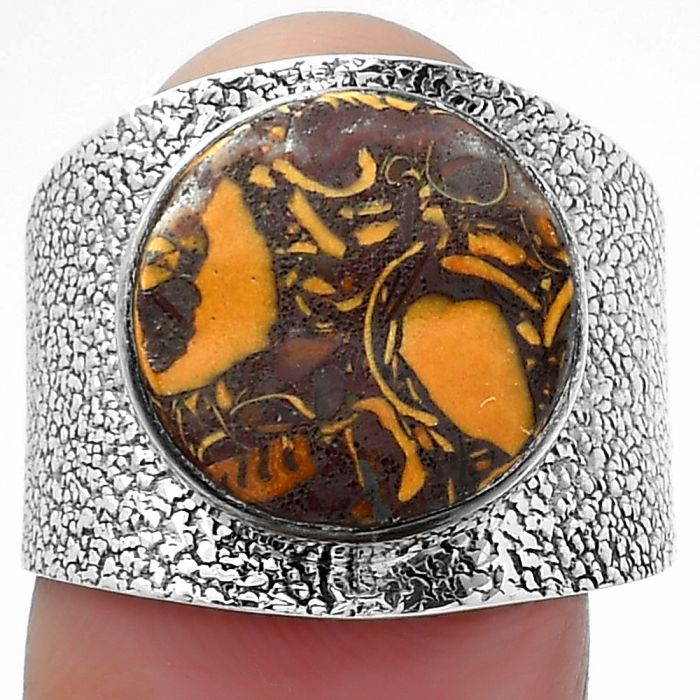 Coquina Fossil Jasper - India Ring size-8.5 SDR156755 R-1378, 13x13 mm