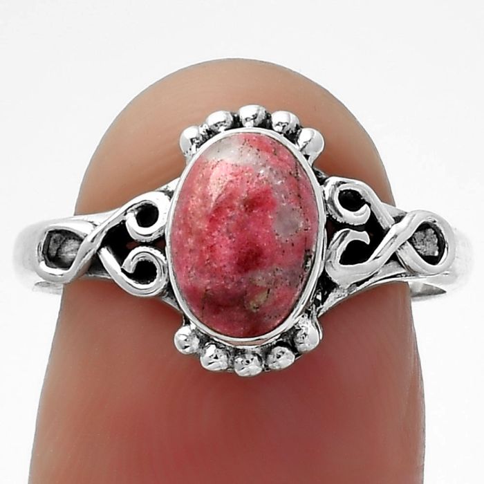 Natural Pink Thulite - Norway Ring size-7.5 SDR156766 R-1281, 6x8 mm