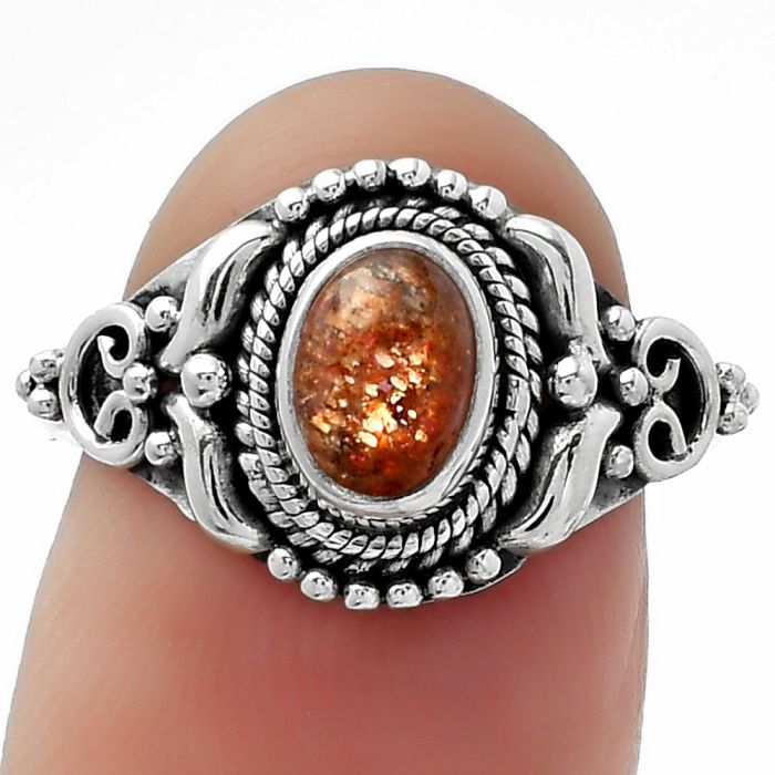 Natural Sunstone - Namibia Ring size-7 SDR156878 R-1286, 5x7 mm