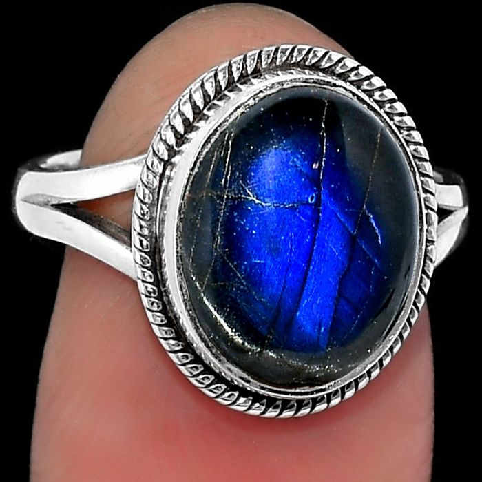 Blue Fire Labradorite - Madagascar Ring size-7 SDR157147 R-1010, 10x13 mm