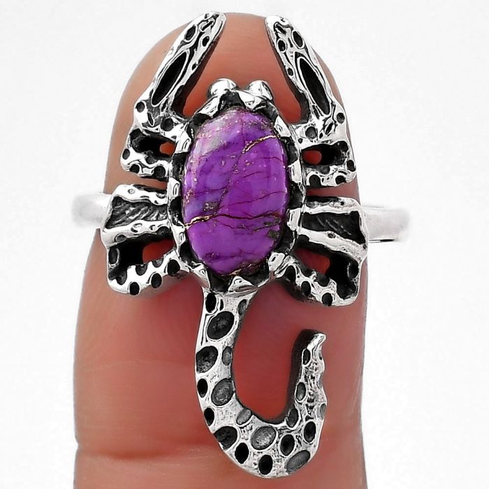 Scorpion - Copper Purple Turquoise Ring size-7 SDR157383 R-1079, 6x10 mm