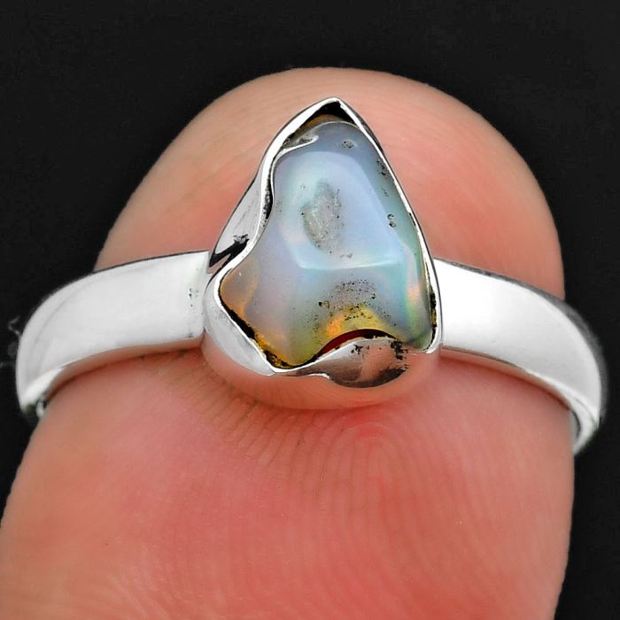 Natural Ethiopian Opal Rough Ring size-7.5 SDR157607 R-1001, 7x9 mm