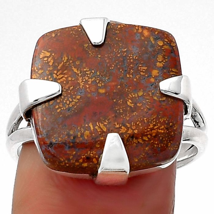 Natural Red Moss Agate Ring size-9 SDR157716 R-1305, 16x16 mm