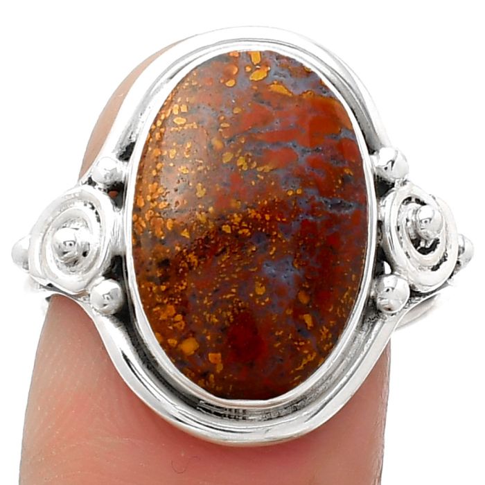 Natural Red Moss Agate Ring size-8 SDR157872 R-1315, 11x17 mm