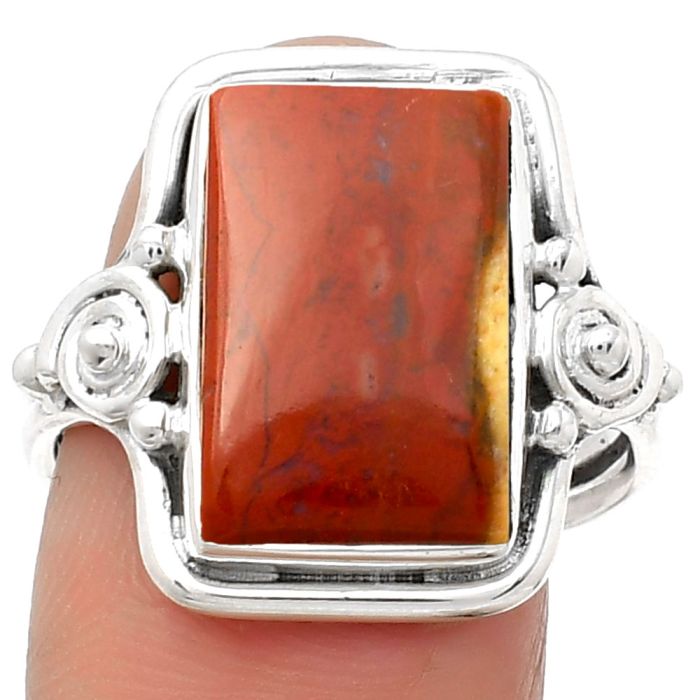 Natural Red Moss Agate Ring size-9 SDR157879 R-1315, 10x15 mm