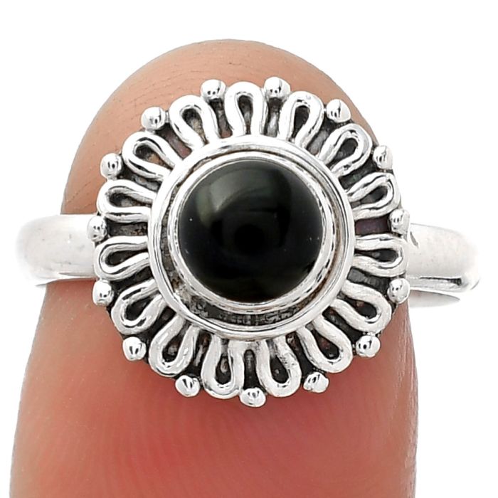 Natural Black Onyx - Brazil Ring size-8 SDR157953 R-1320, 6x6 mm