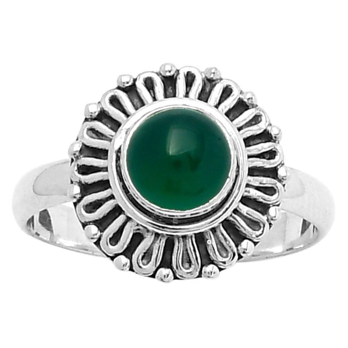 Natural Green Onyx Ring size-8 SDR157958 R-1320, 6x6 mm