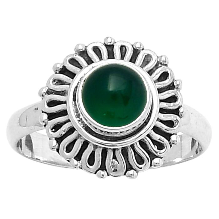 Natural Green Onyx Ring size-7 SDR157959 R-1320, 6x6 mm