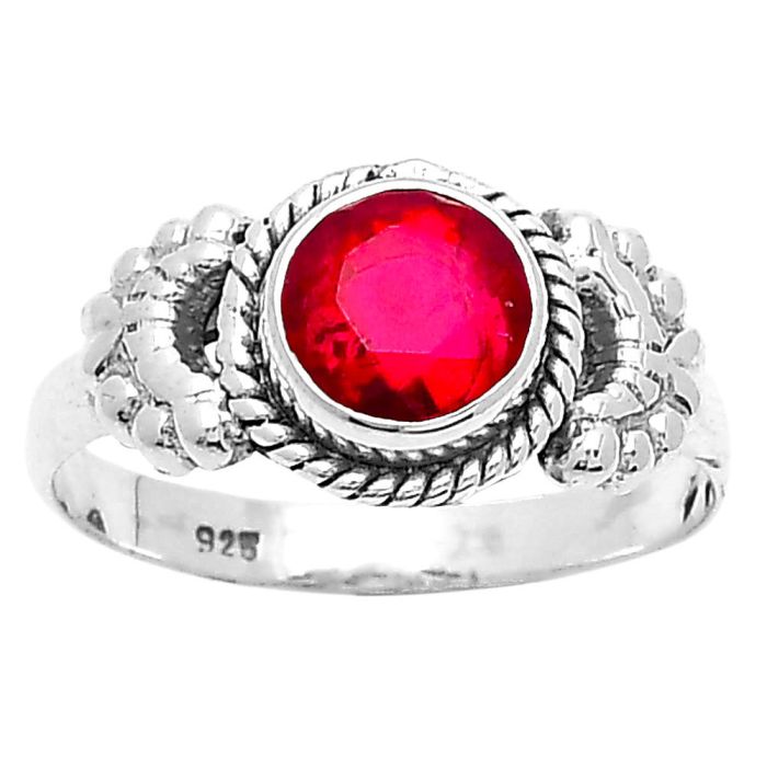 Lab Created Ruby Ring size-8 SDR158011 R-1403, 7x7 mm