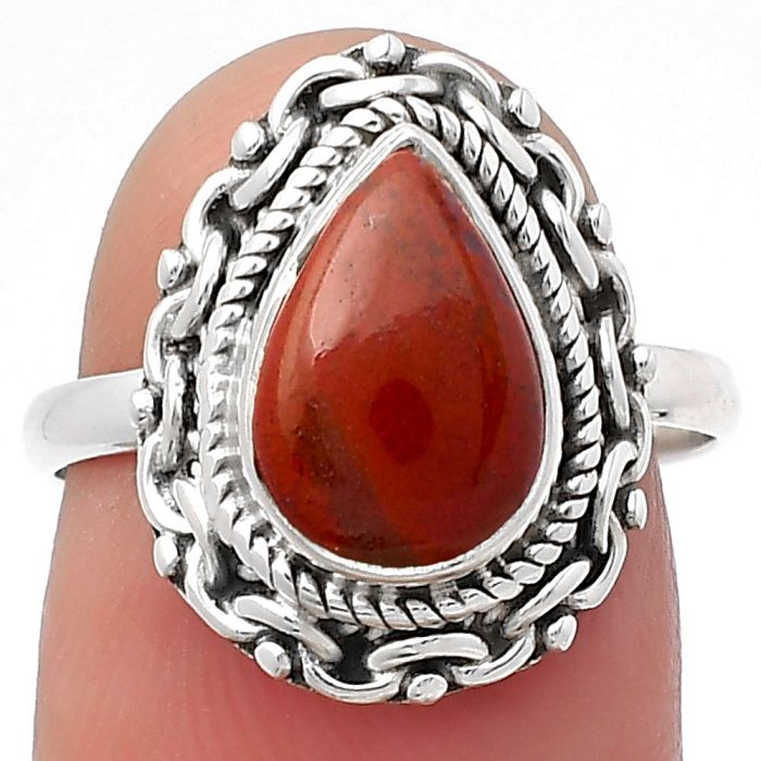 Natural Red Moss Agate Ring size-7 SDR158159 R-1667, 7x11 mm