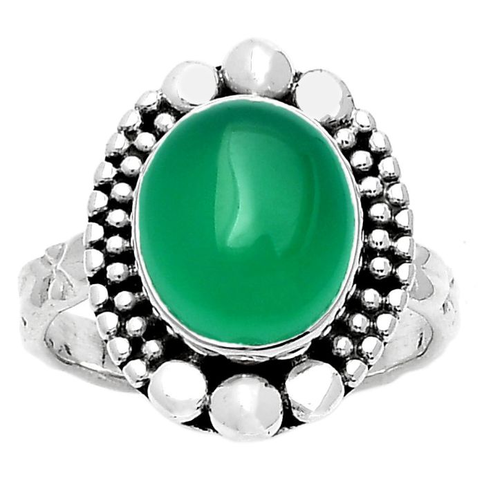 Natural Green Onyx Ring size-7.5 SDR158434 R-1154, 10x12 mm