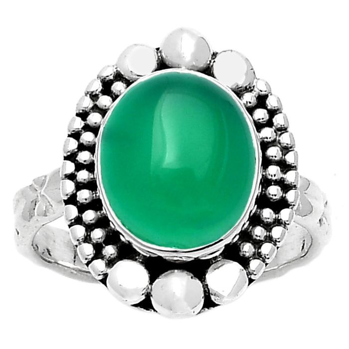 Natural Green Onyx Ring size-7.5 SDR158446 R-1154, 10x12 mm