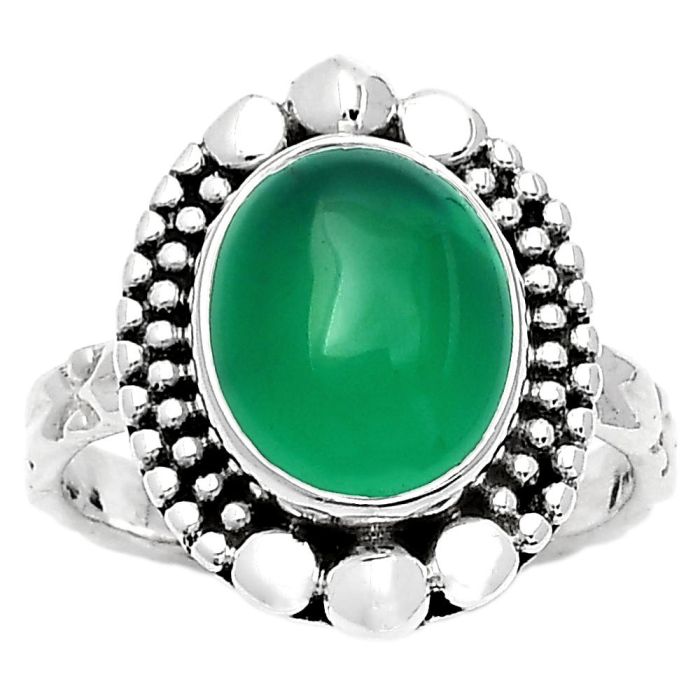 Natural Green Onyx Ring size-7.5 SDR158462 R-1154, 10x12 mm