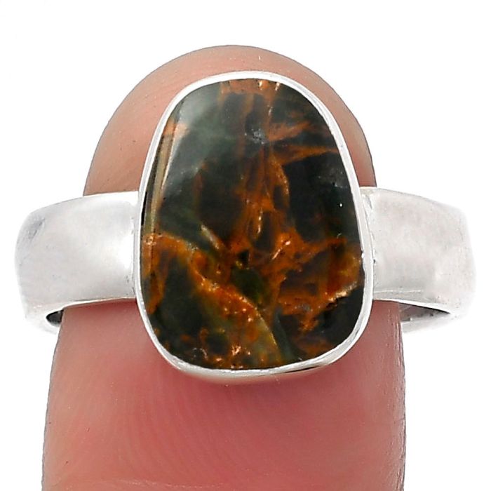 Natural Turkish Rainforest Chrysocolla Ring size-9 SDR158529 R-1001, 10x13 mm