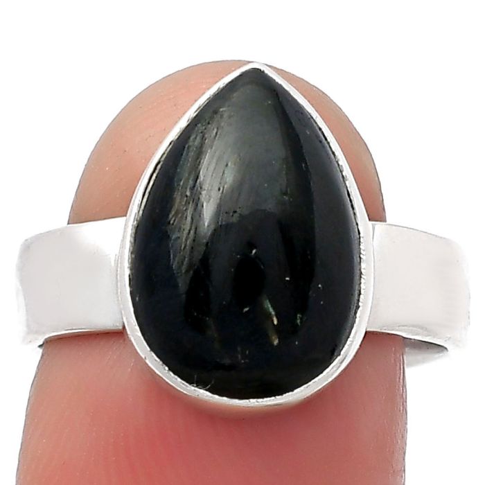 Natural Nuummite Ring size-8 SDR158565 R-1001, 10x14 mm