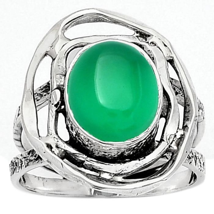 Natural Green Onyx Ring size-7 SDR158625 R-1602, 9x11 mm