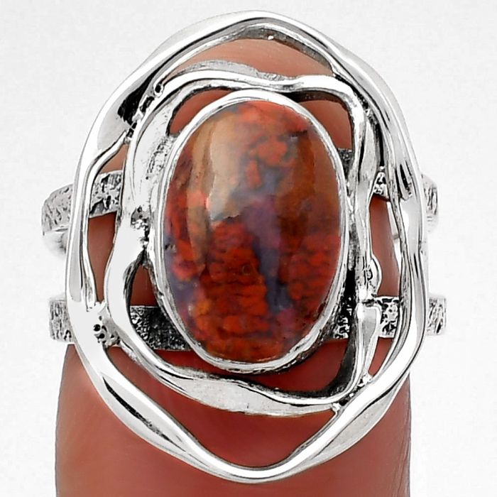 Natural Red Moss Agate Ring size-7 SDR158629 R-1602, 8x12 mm