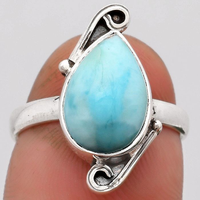 Natural Larimar (Dominican Republic) Ring size-7 SDR158874 R-1188, 9x13 mm