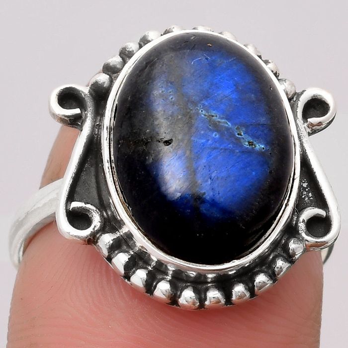 Blue Fire Labradorite - Madagascar Ring size-7.5 SDR158903 R-1120, 11x15 mm