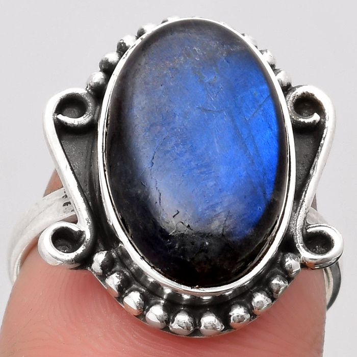 Blue Fire Labradorite - Madagascar Ring size-7.5 SDR158905 R-1120, 11x17 mm