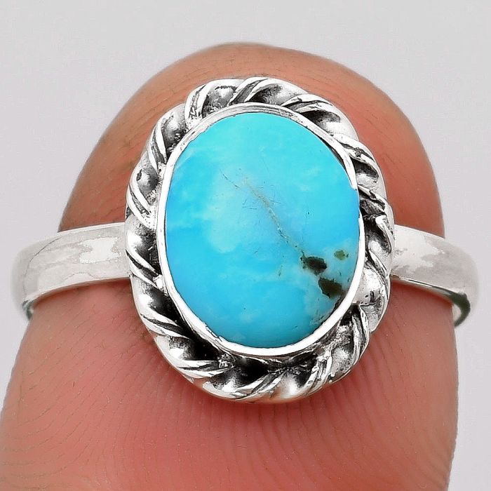Natural Kingman Turquoise With Pyrite Ring size-7 SDR158966 R-1083, 8x10 mm