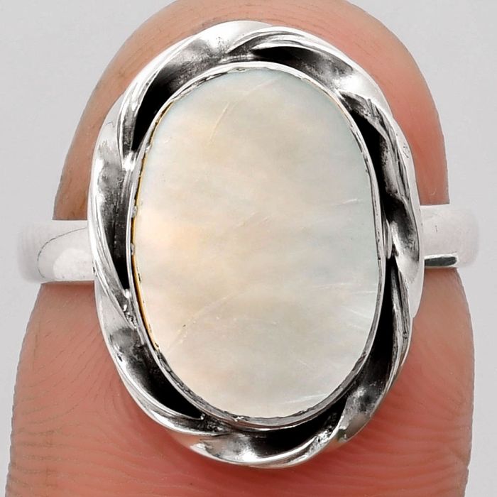 Natural Mother Of Pearl Ring size-7 SDR158973 R-1083, 10x14 mm