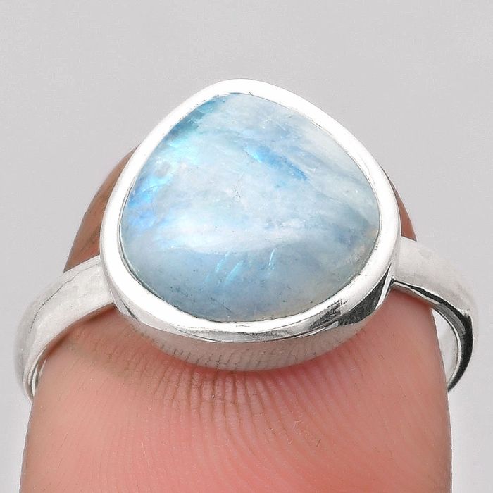 Natural Rainbow Moonstone - India Ring size-8.5 SDR159072 R-1004, 11x11 mm