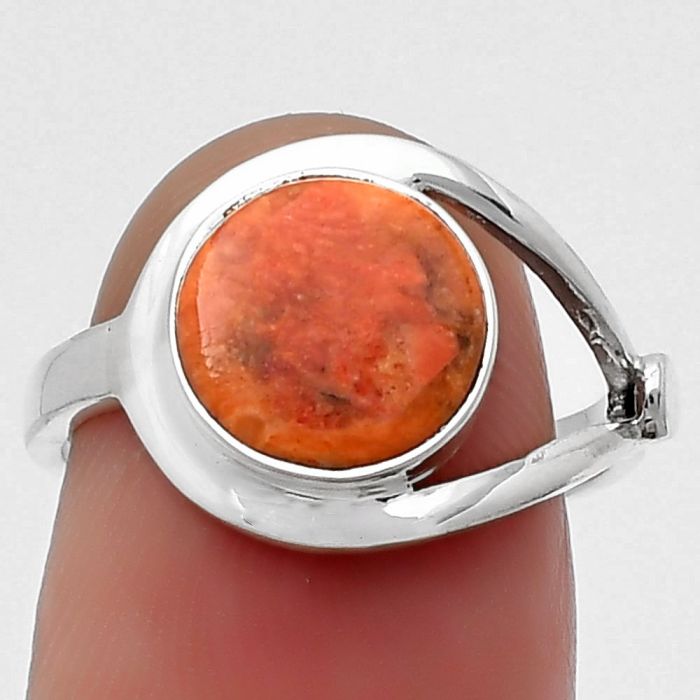 Natural Red Sponge Coral Ring size-7 SDR159110 R-1081, 9x9 mm