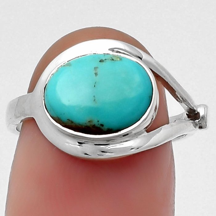 Natural Rare Turquoise Nevada Aztec Mt Ring size-7 SDR159131 R-1081, 8x11 mm