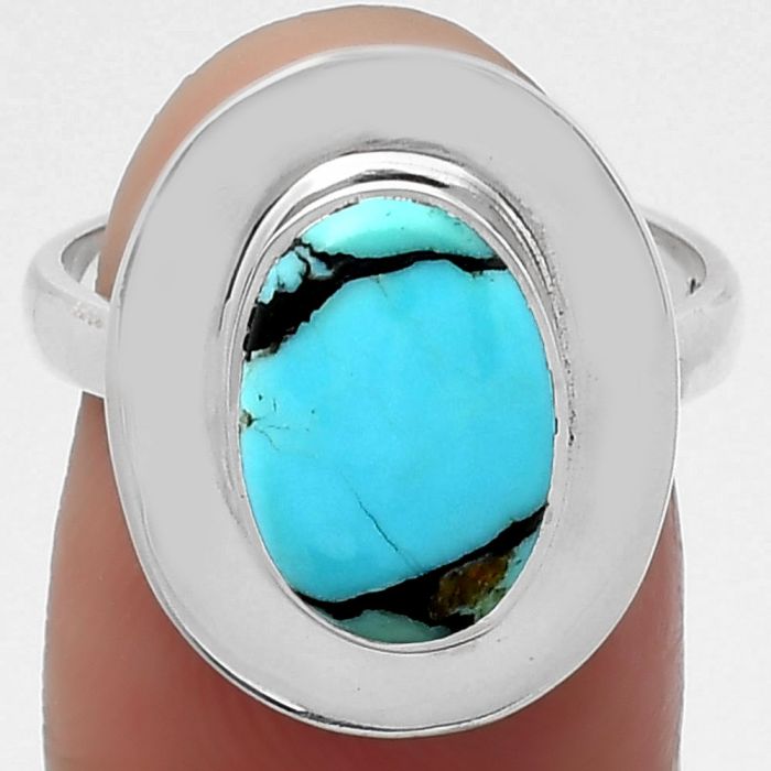 Natural Lucky Charm Tibetan Turquoise Ring size-7 SDR159185 R-1082, 8x12 mm