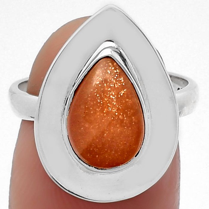 Natural Sunstone - Namibia Ring size-7 SDR159198 R-1082, 7x12 mm