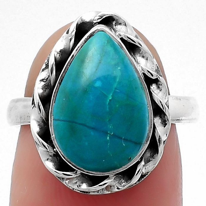 Natural Azurite Chrysocolla Ring size-7 SDR159244 R-1083, 9x14 mm