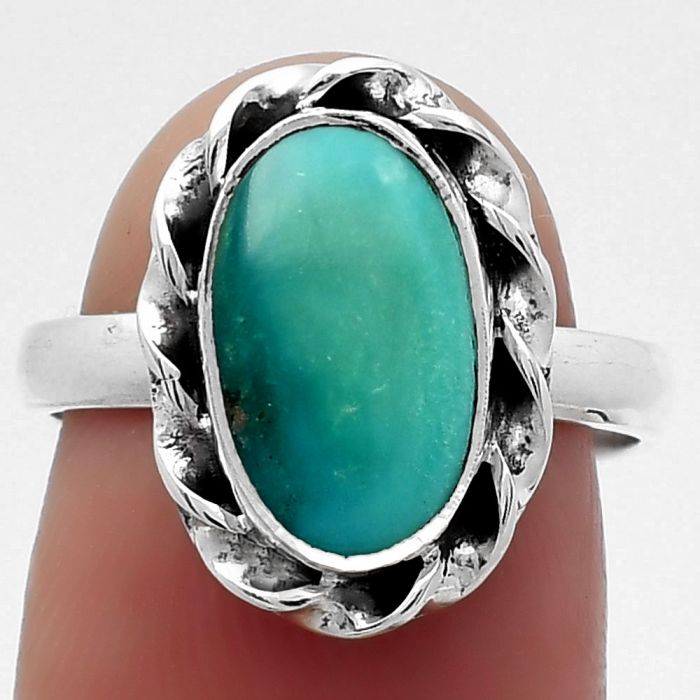 Natural Rare Turquoise Nevada Aztec Mt Ring size-7 SDR159262 R-1083, 7x12 mm