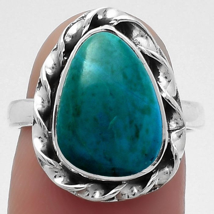 Natural Azurite Chrysocolla Ring size-7 SDR159274 R-1083, 10x14 mm