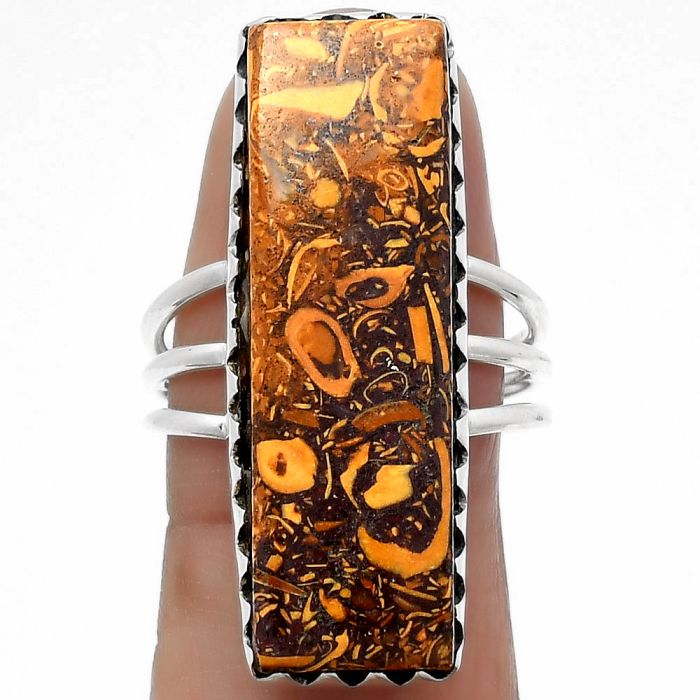 Coquina Fossil Jasper - India Ring size-8.5 SDR159310 R-1210, 11x32 mm