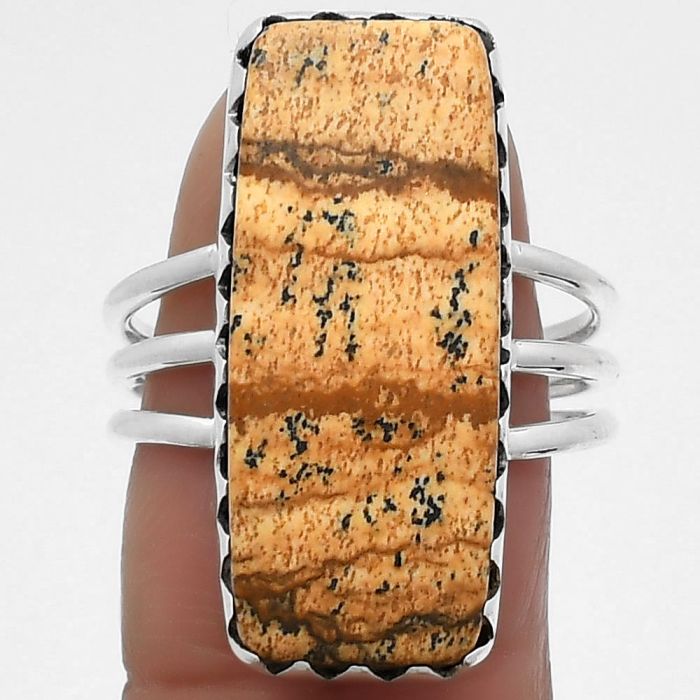 Natural Picture Jasper Ring size-8 SDR159356 R-1210, 11x25 mm
