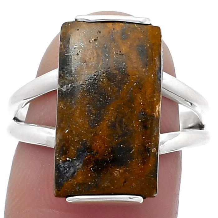 Natural Indian Blanket Jasper Ring size-8 SDR159476 R-1084, 10x17 mm