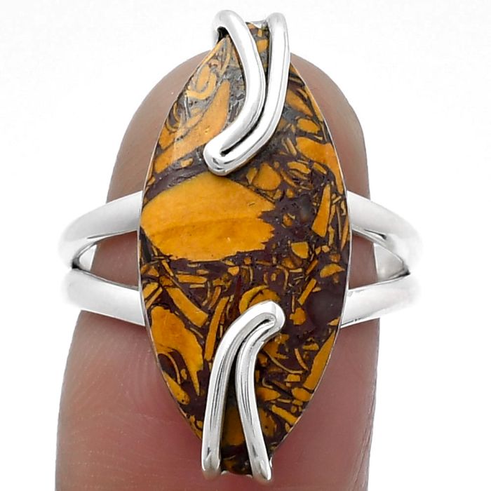 Natural Coquina Fossil Jasper - India Ring size-7 SDR159536 R-1502, 11x24 mm