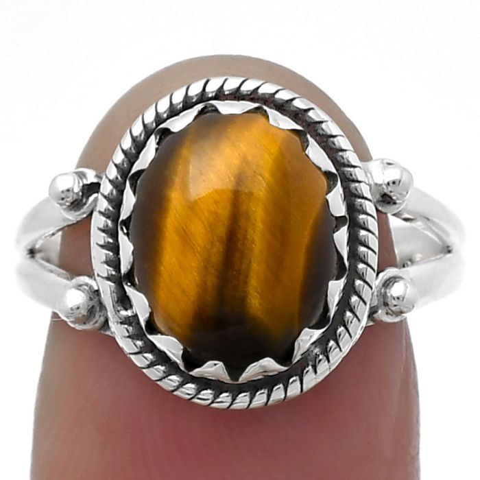 Natural Tiger Eye - Africa Ring size-7.5 SDR159588 R-1474, 9x11 mm