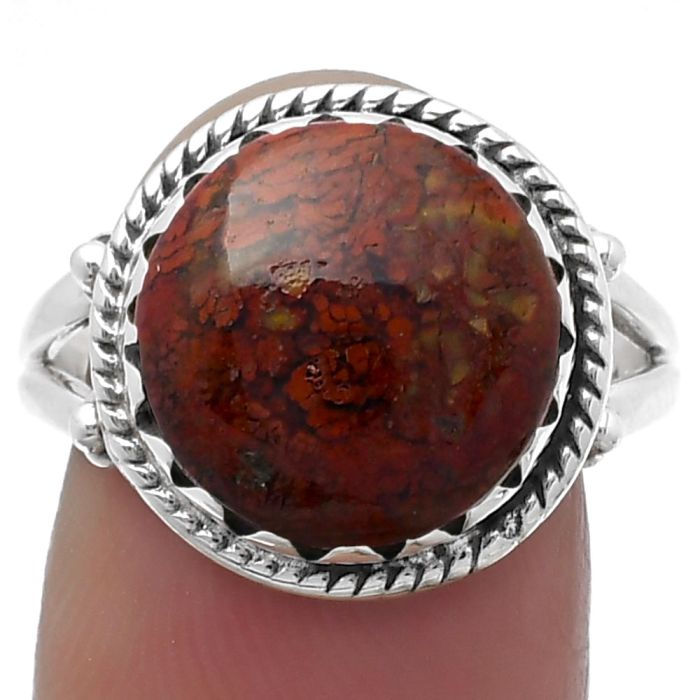 Natural Red Moss Agate Ring size-8.5 SDR159592 R-1474, 13x13 mm