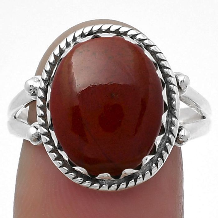 Natural Red Moss Agate Ring size-8.5 SDR159603 R-1474, 11x14 mm