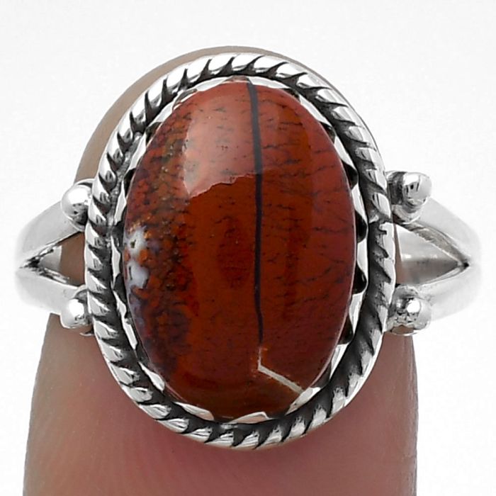 Natural Red Moss Agate Ring size-8 SDR159609 R-1474, 10x14 mm