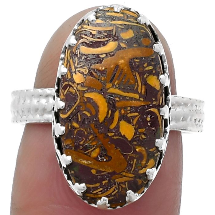 Coquina Fossil Jasper - India Ring size-7.5 SDR159613 R-1075, 11x20 mm