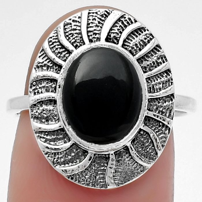 Natural Black Onyx - Brazil Ring size-7 SDR159788 R-1085, 8x10 mm